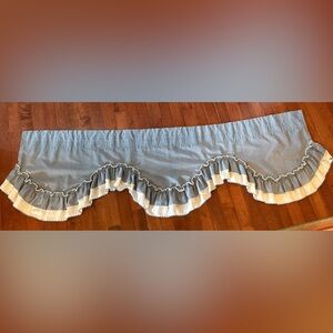 Set of 5 Blue and White Ruffled Rod Pocket Valances